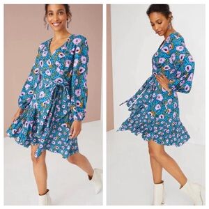 Alivia Purple Floral Wrap Mini Dress - Women Size Small